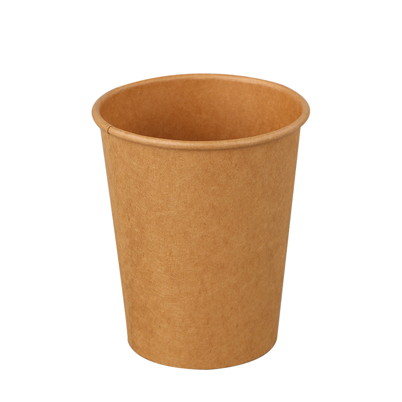Einwandiger Pappbecher aus braunem Kraftpapier, 340 ml